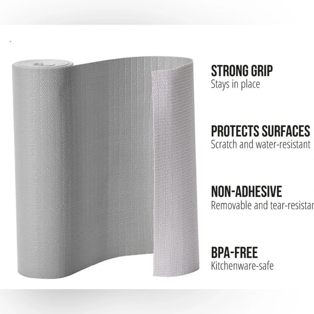 Gorilla Grip Gray Drawer and Shelf Liner Protect Cabinets Organization BNIP